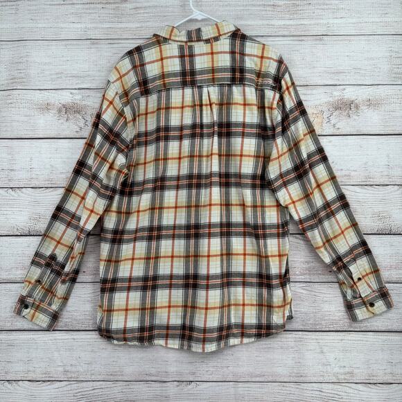 QuikSilver Waterman Collection Button Down Flannel Shirt Mens XXL White Brown - Picture 2 of 14